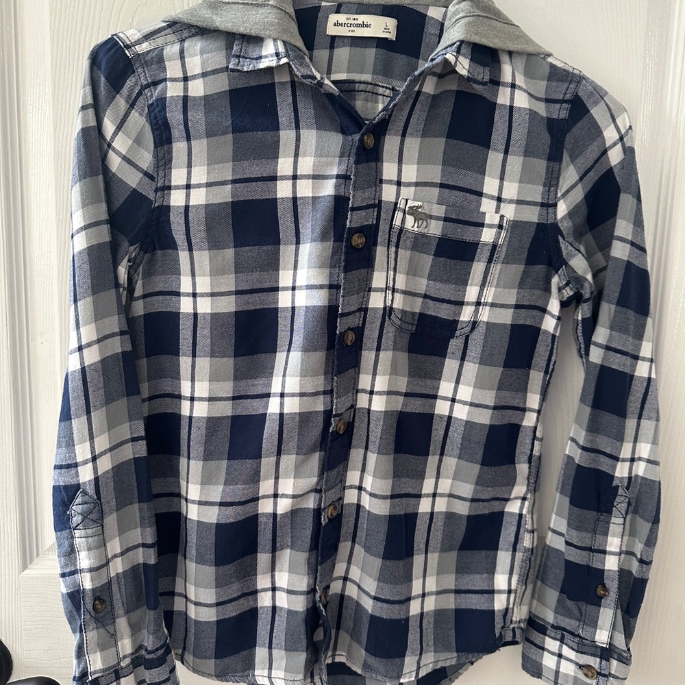 Abercrombie Blue Plaid Flannel Button-Up Shirt